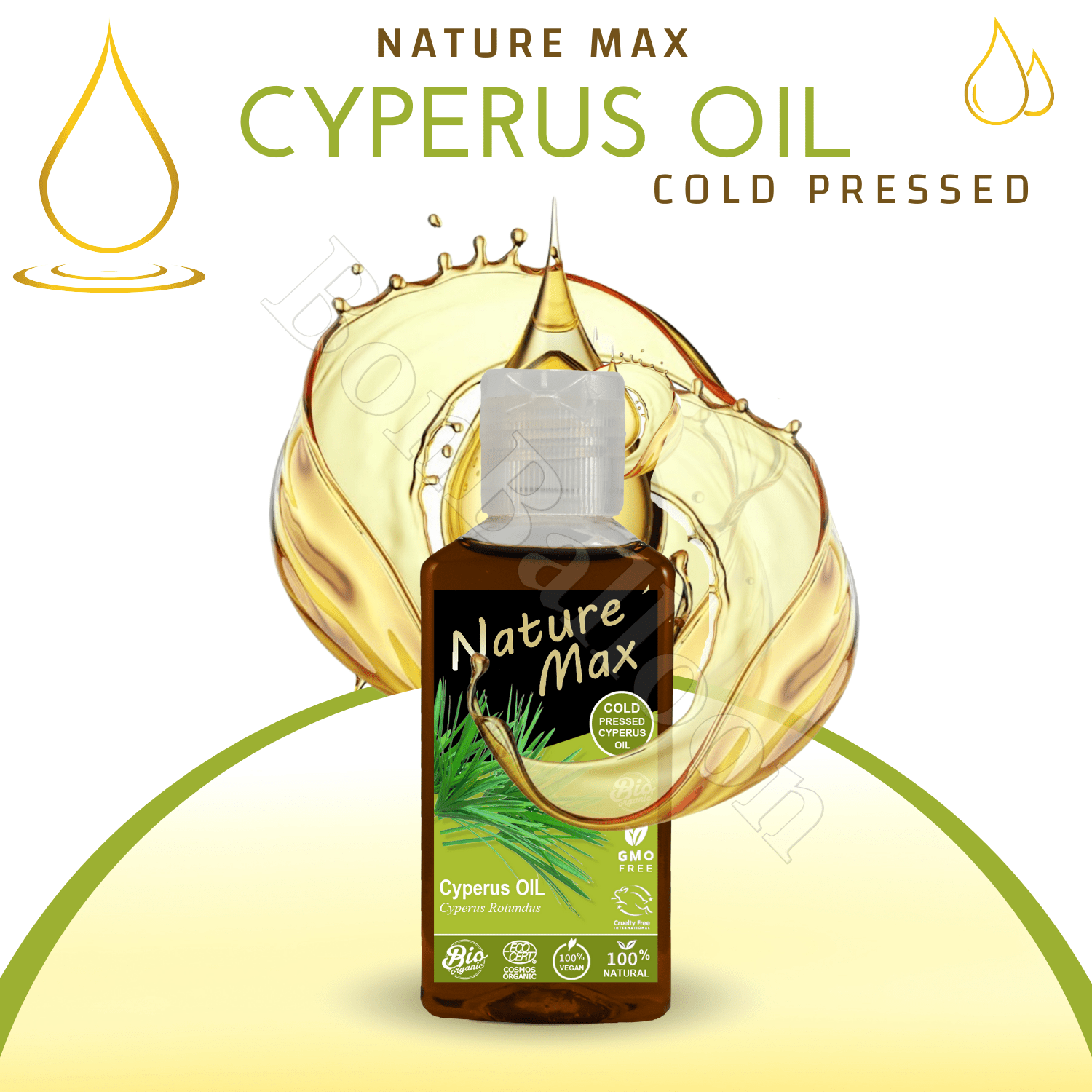 Nature Max Cyperus Oil Organic Natural Undiluted Pure For Hair & Skin Care & Cold Pressed